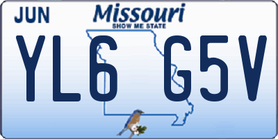 MO license plate YL6G5V