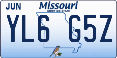 MO license plate YL6G5Z