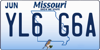 MO license plate YL6G6A