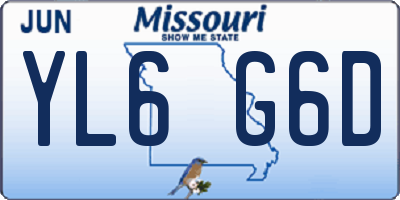 MO license plate YL6G6D