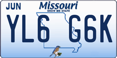 MO license plate YL6G6K