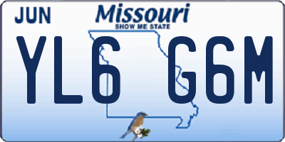 MO license plate YL6G6M