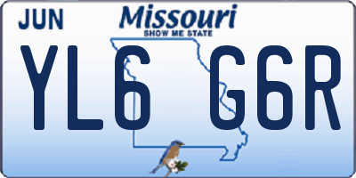 MO license plate YL6G6R