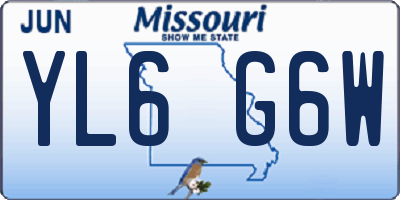 MO license plate YL6G6W