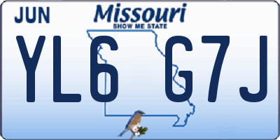 MO license plate YL6G7J