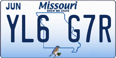 MO license plate YL6G7R