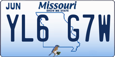 MO license plate YL6G7W