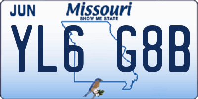 MO license plate YL6G8B