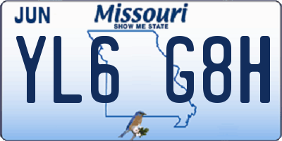 MO license plate YL6G8H