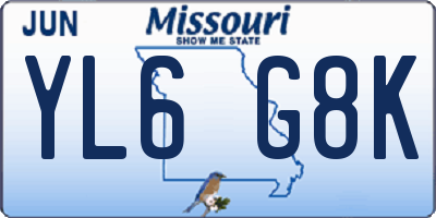 MO license plate YL6G8K