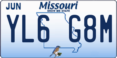 MO license plate YL6G8M