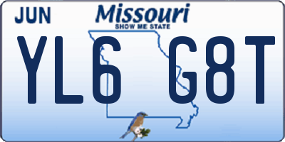 MO license plate YL6G8T