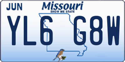 MO license plate YL6G8W