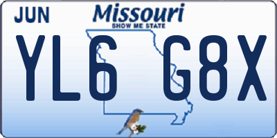 MO license plate YL6G8X