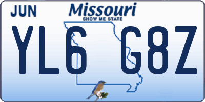 MO license plate YL6G8Z