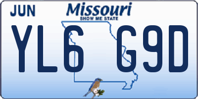 MO license plate YL6G9D