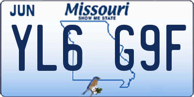 MO license plate YL6G9F