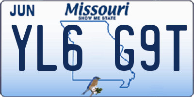 MO license plate YL6G9T