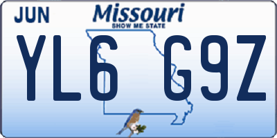 MO license plate YL6G9Z