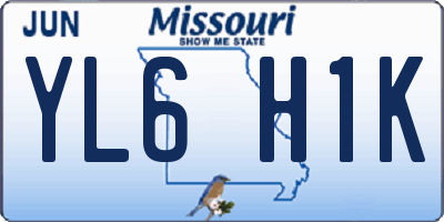 MO license plate YL6H1K