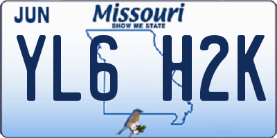 MO license plate YL6H2K