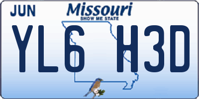 MO license plate YL6H3D