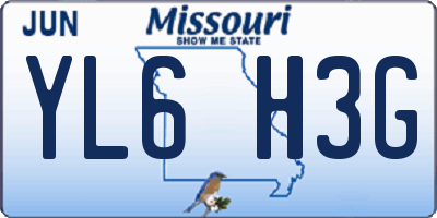 MO license plate YL6H3G