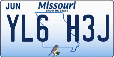 MO license plate YL6H3J