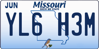 MO license plate YL6H3M