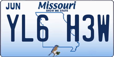 MO license plate YL6H3W