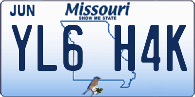 MO license plate YL6H4K