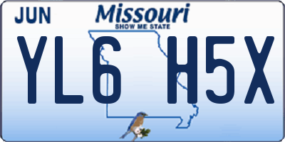 MO license plate YL6H5X