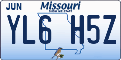 MO license plate YL6H5Z