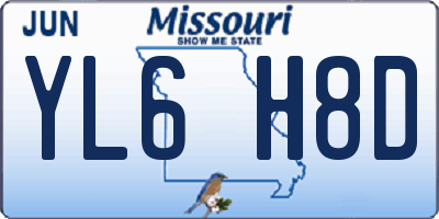 MO license plate YL6H8D