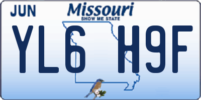 MO license plate YL6H9F