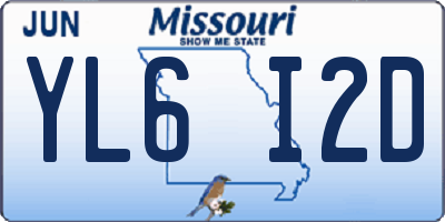MO license plate YL6I2D
