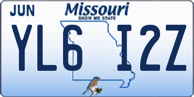 MO license plate YL6I2Z