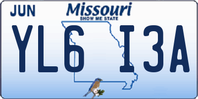 MO license plate YL6I3A