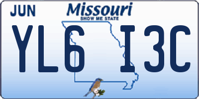 MO license plate YL6I3C