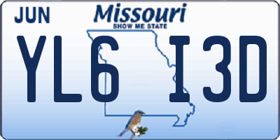 MO license plate YL6I3D