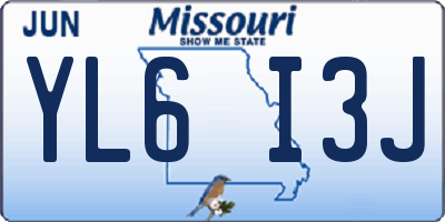 MO license plate YL6I3J