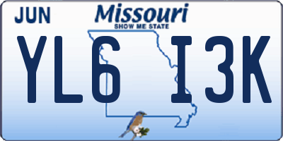 MO license plate YL6I3K
