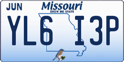 MO license plate YL6I3P