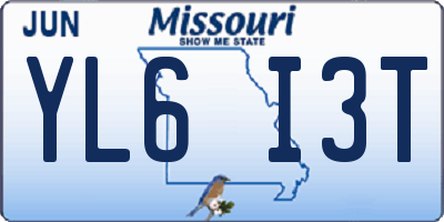 MO license plate YL6I3T