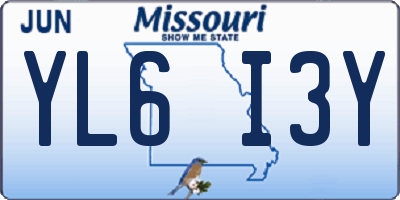 MO license plate YL6I3Y