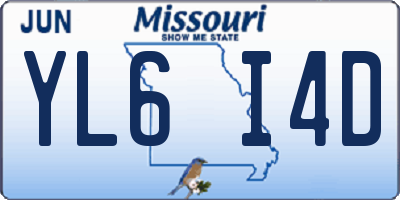 MO license plate YL6I4D