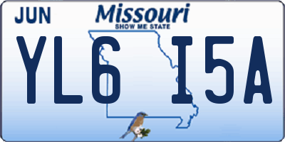 MO license plate YL6I5A