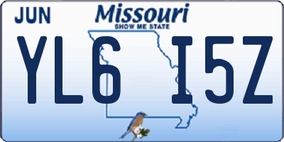 MO license plate YL6I5Z
