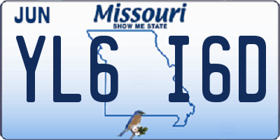 MO license plate YL6I6D
