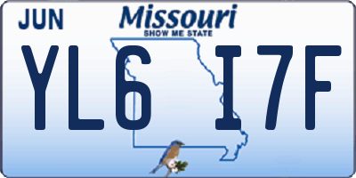MO license plate YL6I7F